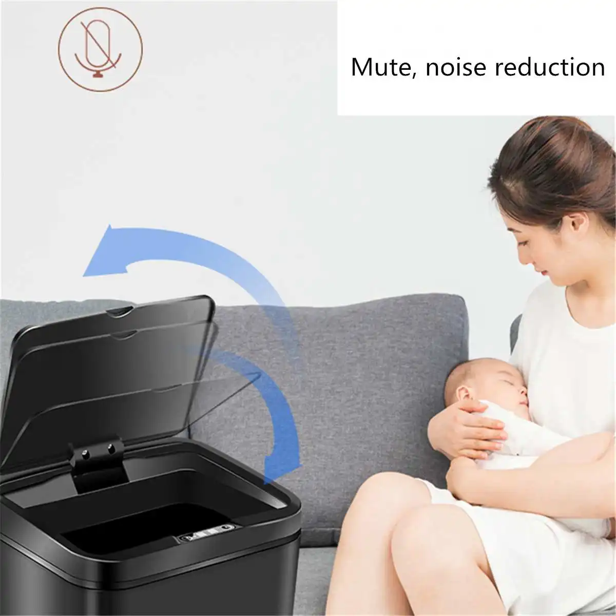 

12L Automatic Sensor Dustbin Smart Sensor Trash Can Induction Waste Bin PP Plastic Eco-Friendly Dustbin Household Trash Black