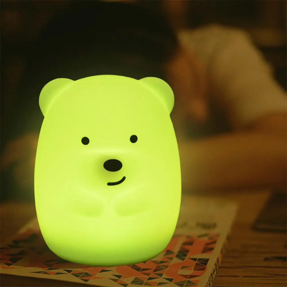 Новинка 7 цветов медведь кролик LED USB животное ночник светильник силиконовый