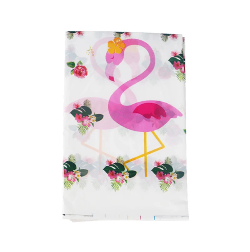 Фламинго тема бумажные тарелки и стаканы баннер салфетка Фламинго полиэтиленовая скатерть соломенная для свадьбы День рождения подарок на день рождения - Цвет: table 1pcs