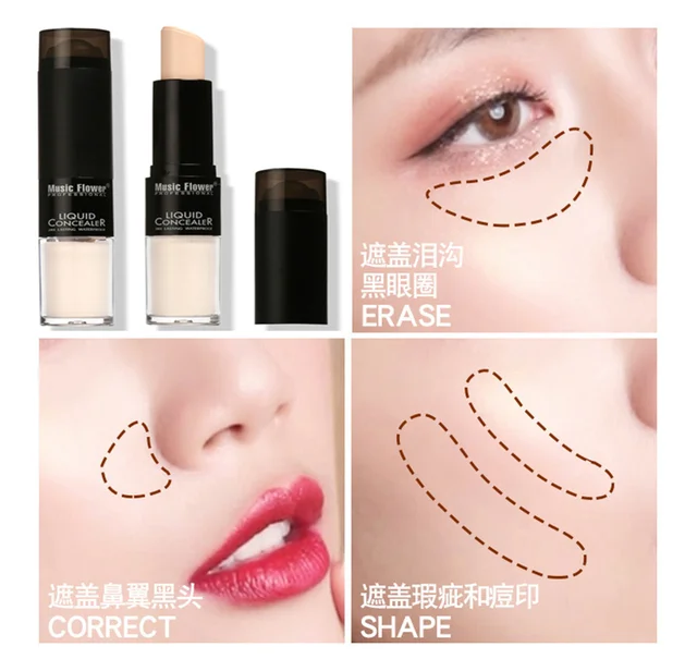 1 Piece Makeup Concealer Cream Foundation Cover Skin Face Contour Concealer Cosmetics Double Head Face Eye