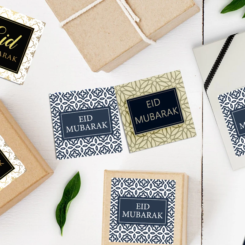 

Eid Mubarak Square Stickers Muslim Party Favors Islamic Celebrate Holidays Eid Al-Fitr Festival Gift Packing Decor Stickers