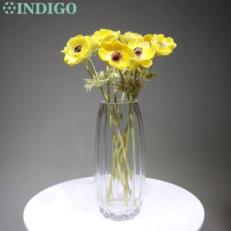 

INDIGO- 10pcs PU Yellow Anemone Pasque Daisy Flower Home Bride Wedding Artificial Flower Floral Party Flower Free Shipping