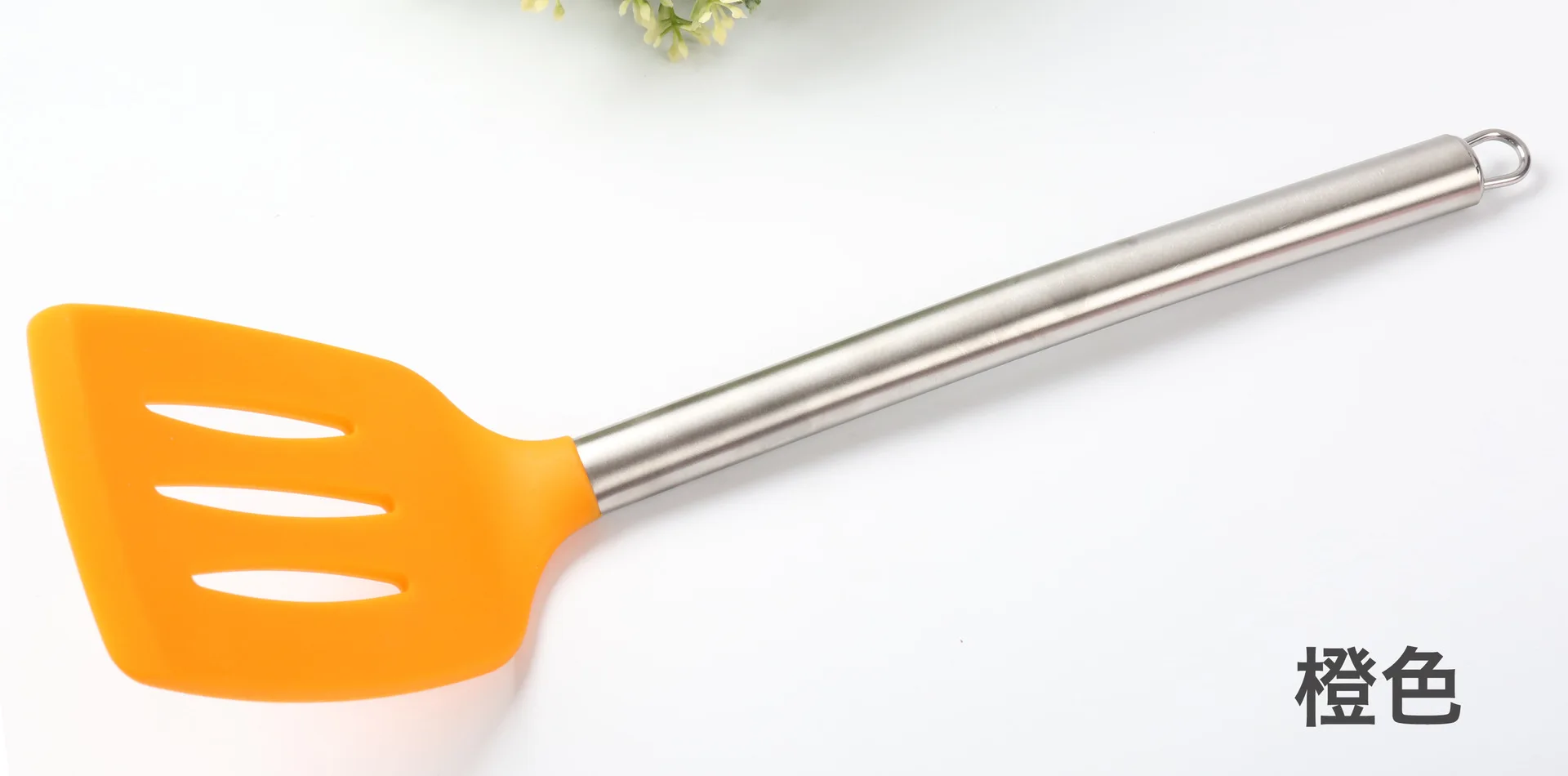 Large Size Food Grade Silicone Spatula　 High-temperature Resistant Non-stick Spatula Hollow Stainless Steel Handle Cooking lou c