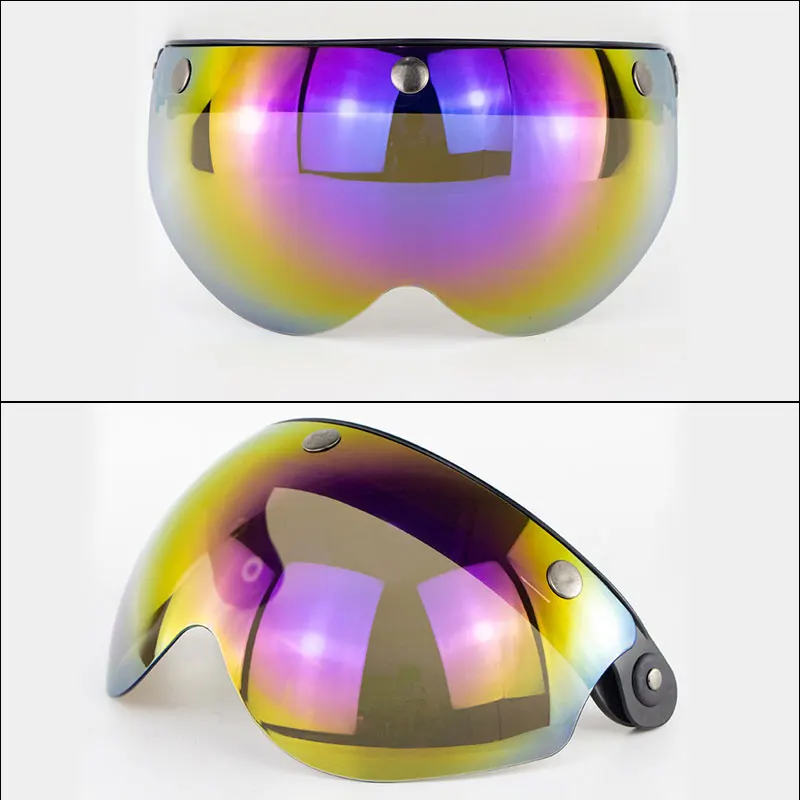 3-Snap мотоциклетный шлем козырек спереди кожаный чехол из искусственной кожи(козырек ветрозащитный щит объектив для Велоспорт для верховой езды Touring Ricing Лыжный Спорт - Цвет: rainbow