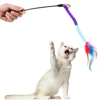 Dorakitten 1pc Funny Cat Teaser Wand pluszowe sztuczne pióro Bell Decor Cat Wand zabawka kot interaktywna zabawka artykuły dla zwierząt Cat Favor tanie i dobre opinie Zabawki z piórami CN (pochodzenie) FEATHER