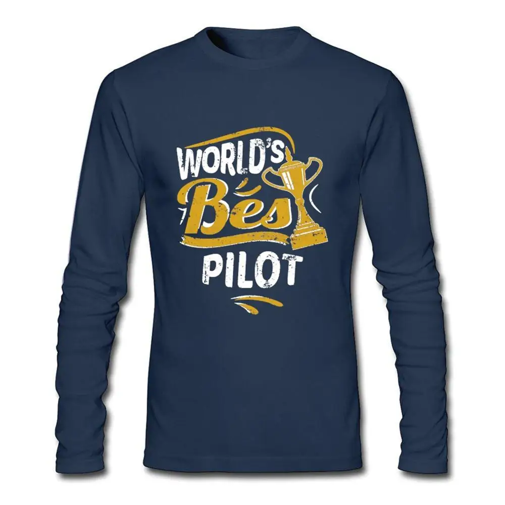 world's best pilot T-shirt For Men CrewNeck Long Sleeve Cotton Fashion Asian Size Hip hop street extend men | Мужская одежда
