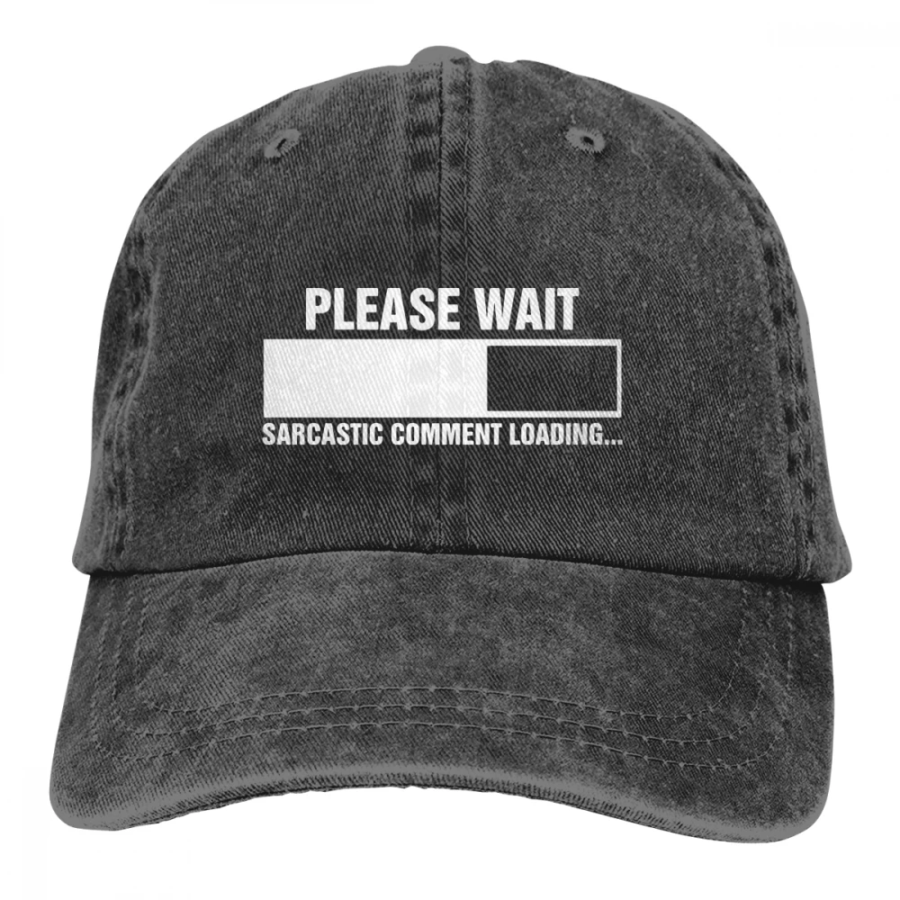 Саркастический комментарий загрузки, пожалуйста, подождите Casquette темно-синий унисекс Мужские Женские джинсовые бейсболка с ремешком кепки Регулируемый Гольф папа шляпа