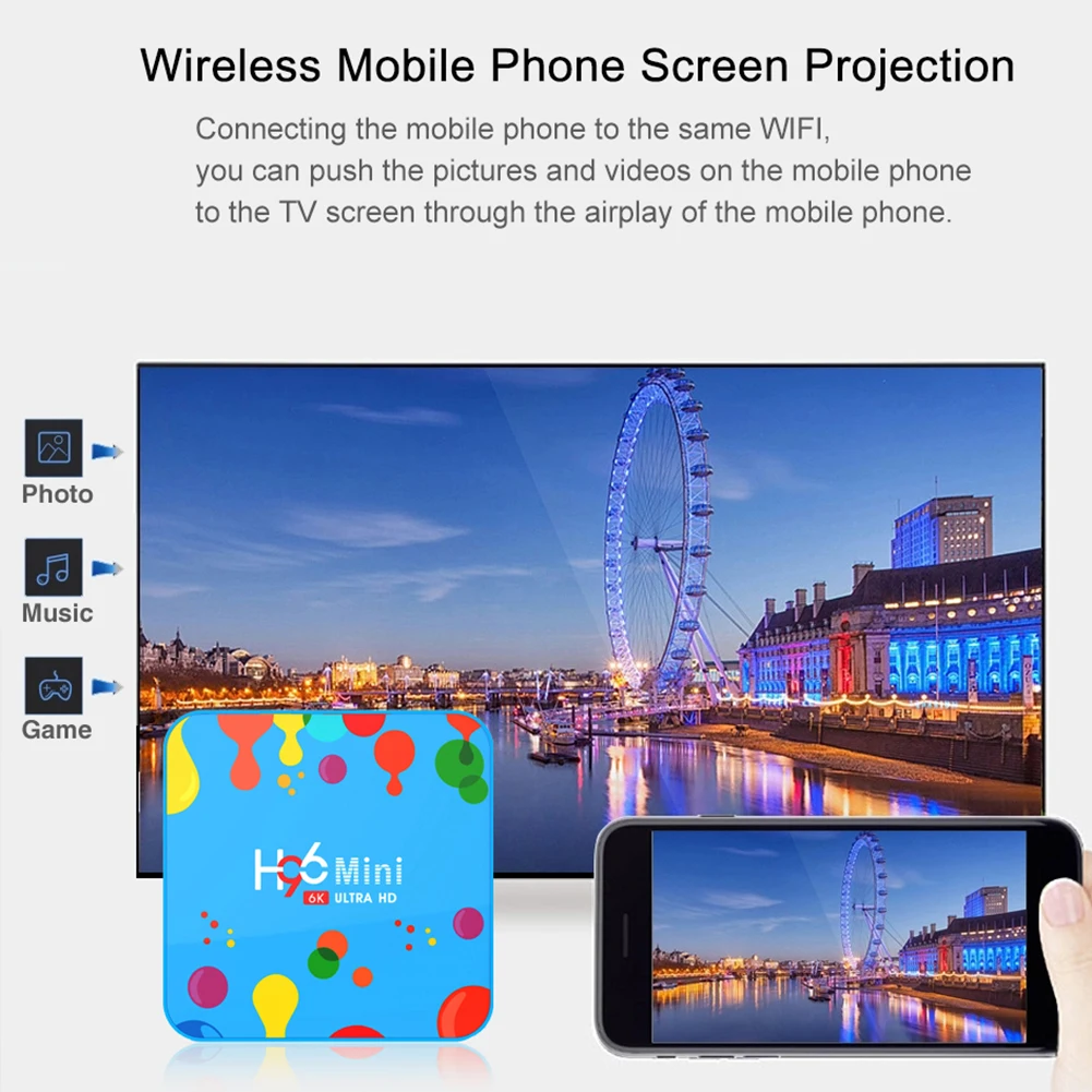 H96 мини H6 Android 9,0 ТВ приставка Allwinner четырехъядерный 64-бит 6K HD 32G 128G EMMC Smart tv wifi Youtube телеприставка медиаплеер