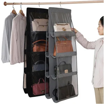 

8 Pocket Hanging Handbag Organizer for Wardrobe Closet Transparent Storage Bag Door Wall Clear Sundry Shoe Bag with Hanger