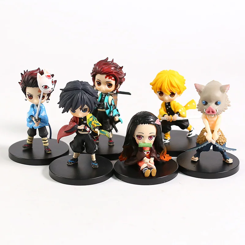 6pcs Set Q Posket Demon Slayer Kimetsu No Yaiba Kamado Tanjirou Nezuko Agatsuma Zenitsu Hashibira Inosuke Tomioka Giyuu Figures Action Figures Aliexpress