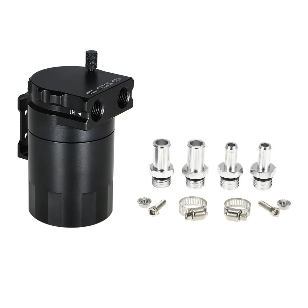 

Universal Baffled Oil Catch Can Tank Reservoir with 10mm / 14mm Fittings and Oil Dipstick