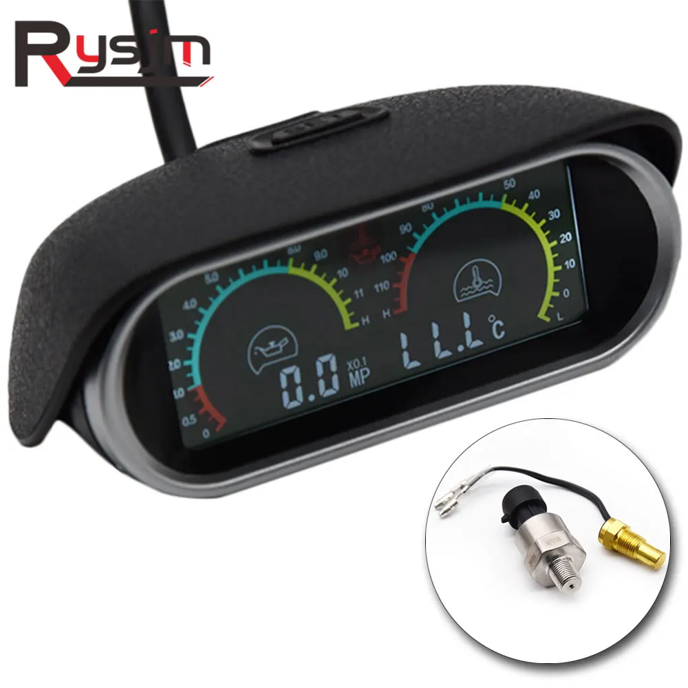 

2 Functions Universal 12v/24v Truck Car Oil Pressure Gauge + Water Temperature Gauge Set Meter Sensor Oil Pressure Indicator
