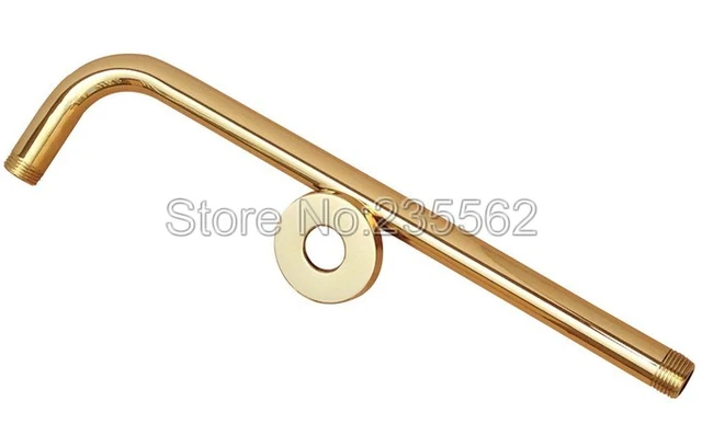 Gold Color Brass Shower Head Extension Pipe - 12 Long wall cover