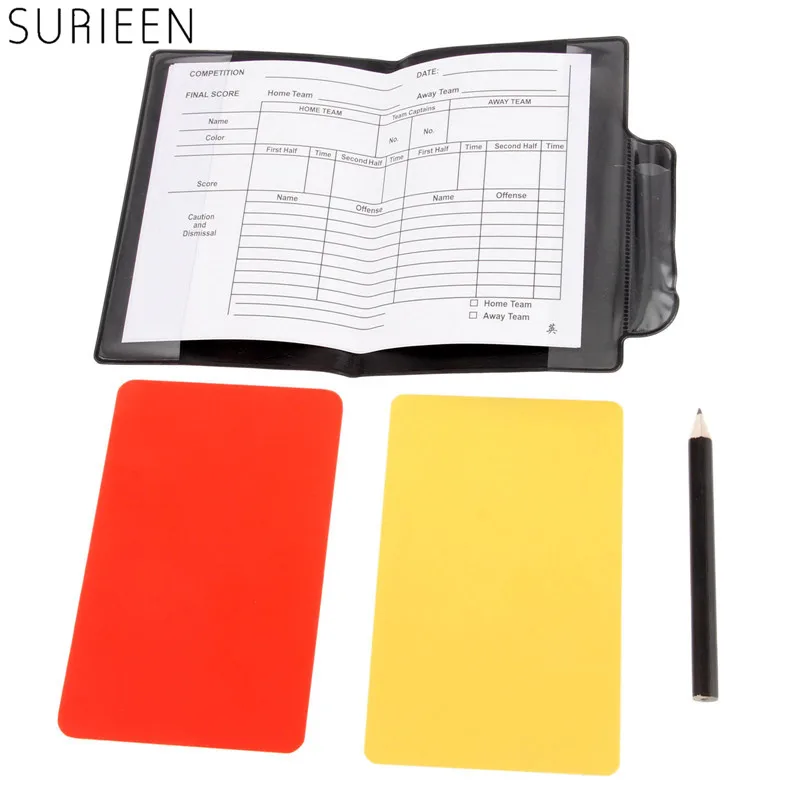 1Pc Soccer Match Referee Supplies Red Card/Yellow Card Referee Game Appliances With Holster+Pen Football Equipment Pencil Wallet