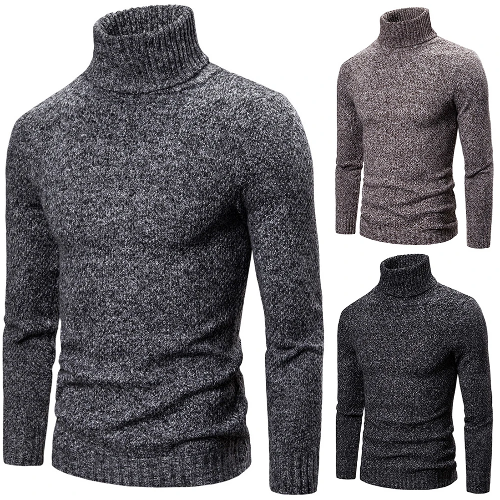 Новая мода Черная пятница Самая низкая цена мужской осенний зимний толстый теплый вязаный свитер с высоким воротом тонкий пуловер теплый топ подарок