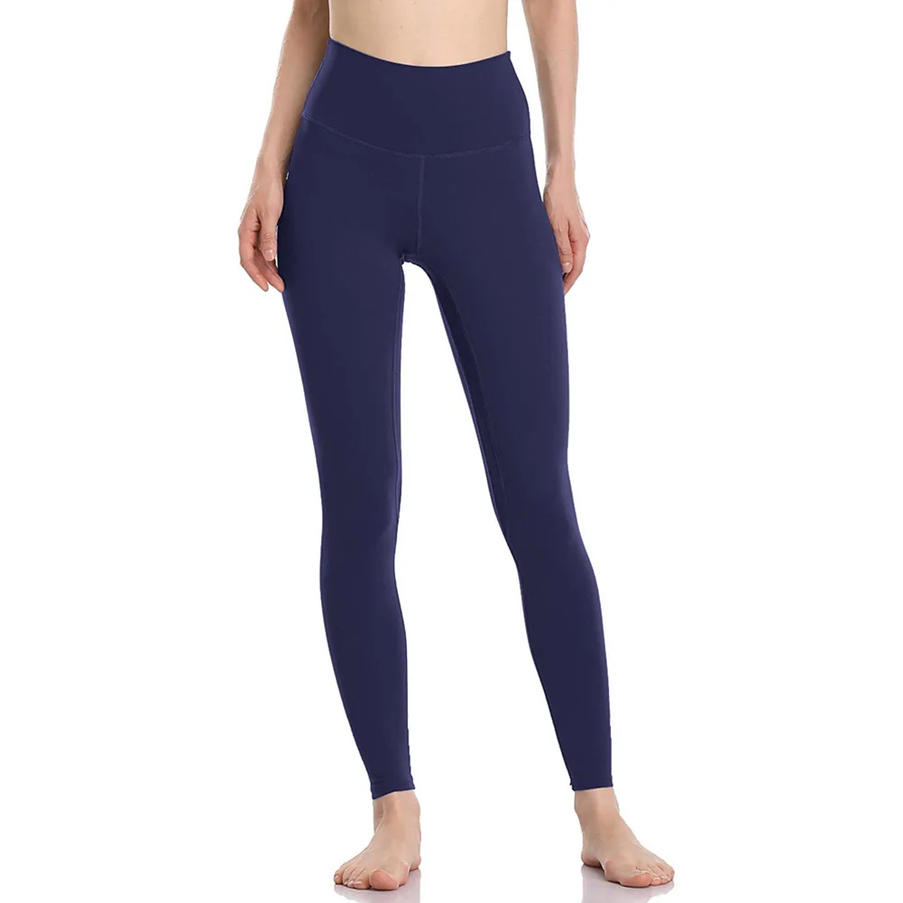 Women Seamless Yoga Pants High Waist Push Up Sport Leggings Gym Stretchy Tight Fitness Leggings Workout Running Sportswear - Color: Navy