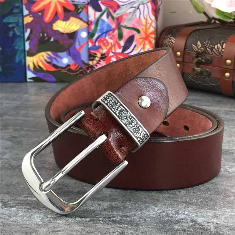 

Stainless Steel Belt Buckle Luxury Thick Leather Belt Men Ceinture Waist Belt Men Genuine Leather Riem Belts For Men SBT0008