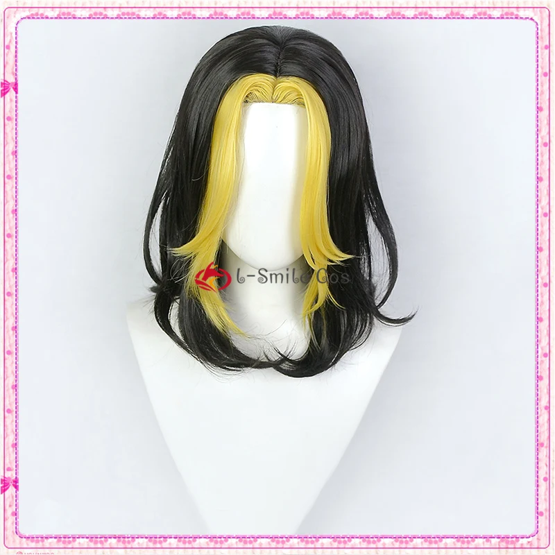 pirate costume women Anime Tokyo Revengers Hanemiya Kazutora Cosplay Wig Black Yellow Hair Cosplay Heat Resistant Fiber Hair Wigs + Free Wig Cap anime outfits