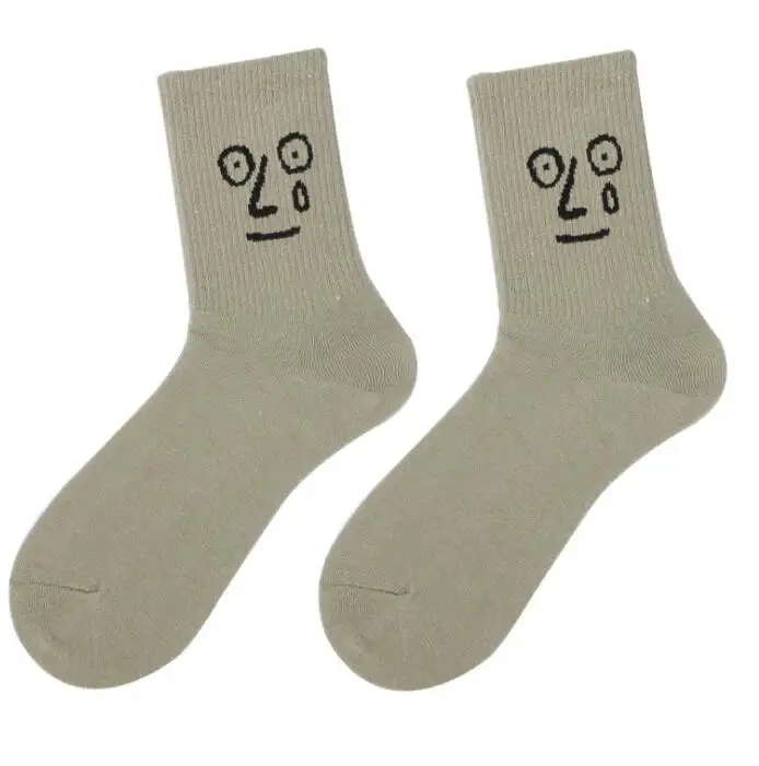 Женские теплые хлопчатобумажные забавные носки, Calcetines Harajuku Happy Socks, женские носки в стиле хип-хоп, скейтборд, уличная одежда, Skarpetki - Color: Green