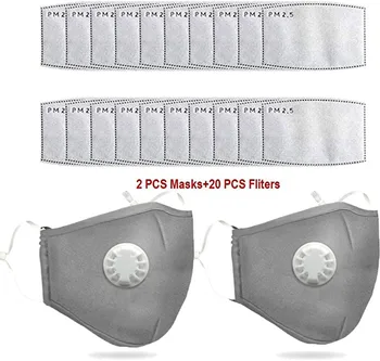 

2pcs/lot PM2.5 Mouth Mask Anti-dust Mask Reusable Mask with Breathing Valve Washable Mouth Face Masks Carbon Filter Pad In Stock