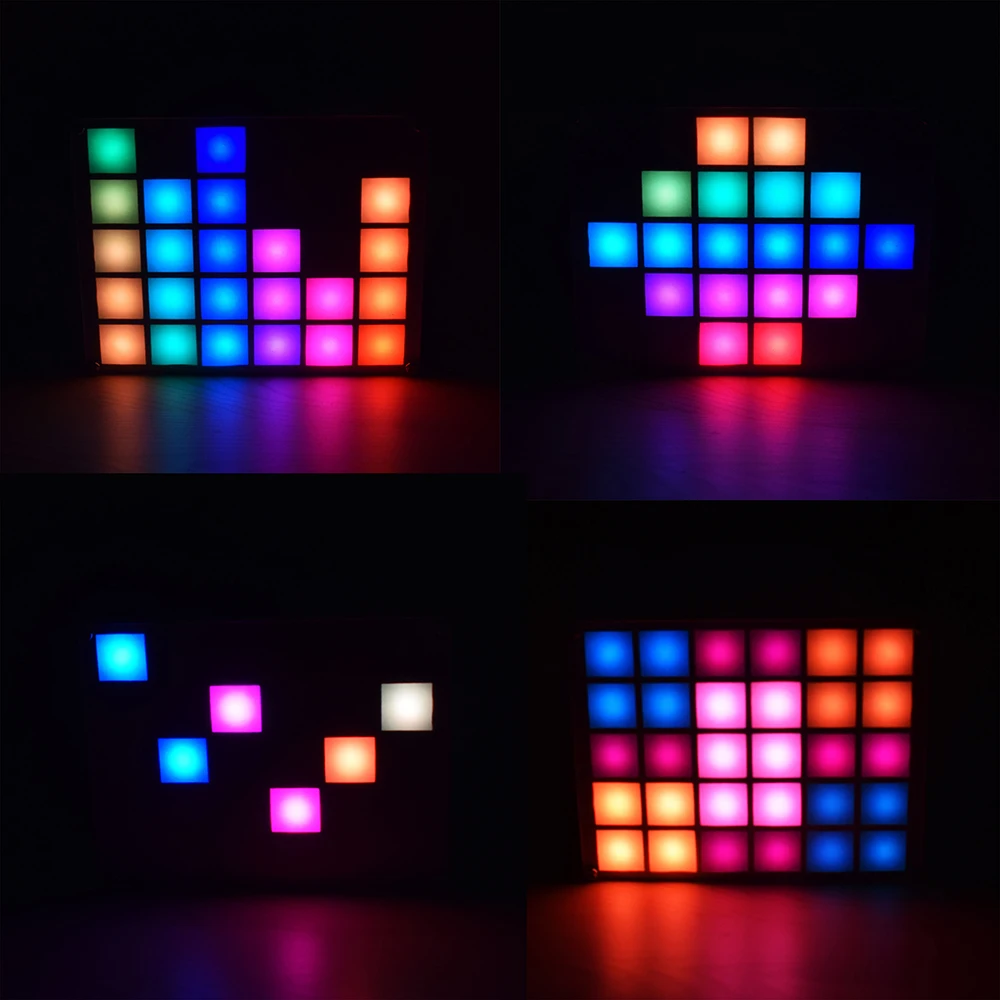 СВЕТОДИОДНЫЙ цифровой дисплей музыкального спектра DIY Kit модуль светодиодный эквалайзер музыкальный спектр красочная Палетка часы электронный комплект «сделай сам»