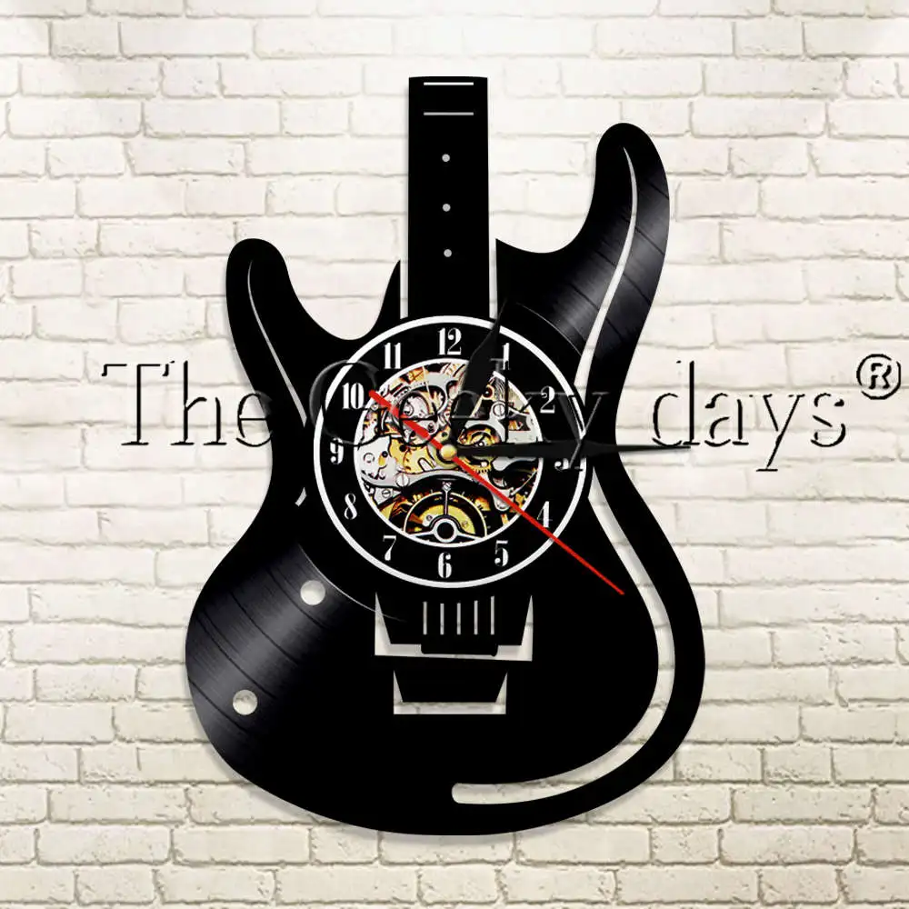 Музыкальный инструмент Виниловая пластинка настенные часы современные дизайны для гитары и набор барабанов рок музыка светодиодный Часы настенные домашние декоративные часы