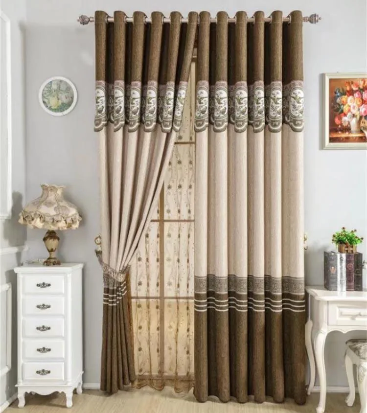 

Modern Chinese Style Mosaic Shading Embroidery Curtains for Living Dining Room Bedroom.
