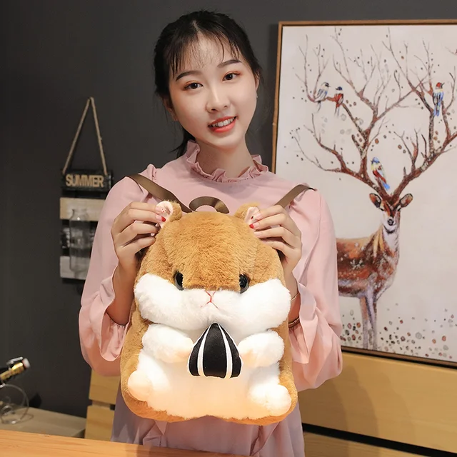 40CM Cute Cartoon Unicorn Hamster Backpack Kawaii Animal Hand Warming Pillow Doll Plush Toy Kids Gift