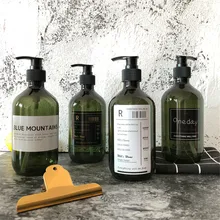 Скандинавский дозатор для шампуня и мыла, бутылка Ins шикарный зеленый цвет, пластиковая переносная бутылка для хранения жидкого пресса, 500 мл