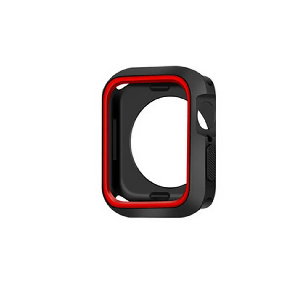 black red Двухцветная силикагелевая оболочка для Apple, часы четвёртого поколения, мягкий ремешок для часов, замена 40 мм, 44 мм - Цвет: black red
