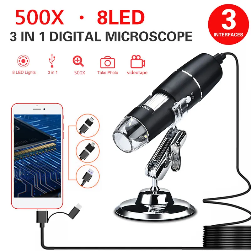 Эндоскоп ABS 500X инспекционный мониторинг компьютеры мобильные телефоны цифровой микроскоп Ручной эндоскоп 0,3 МП инструмент для очистки ушей