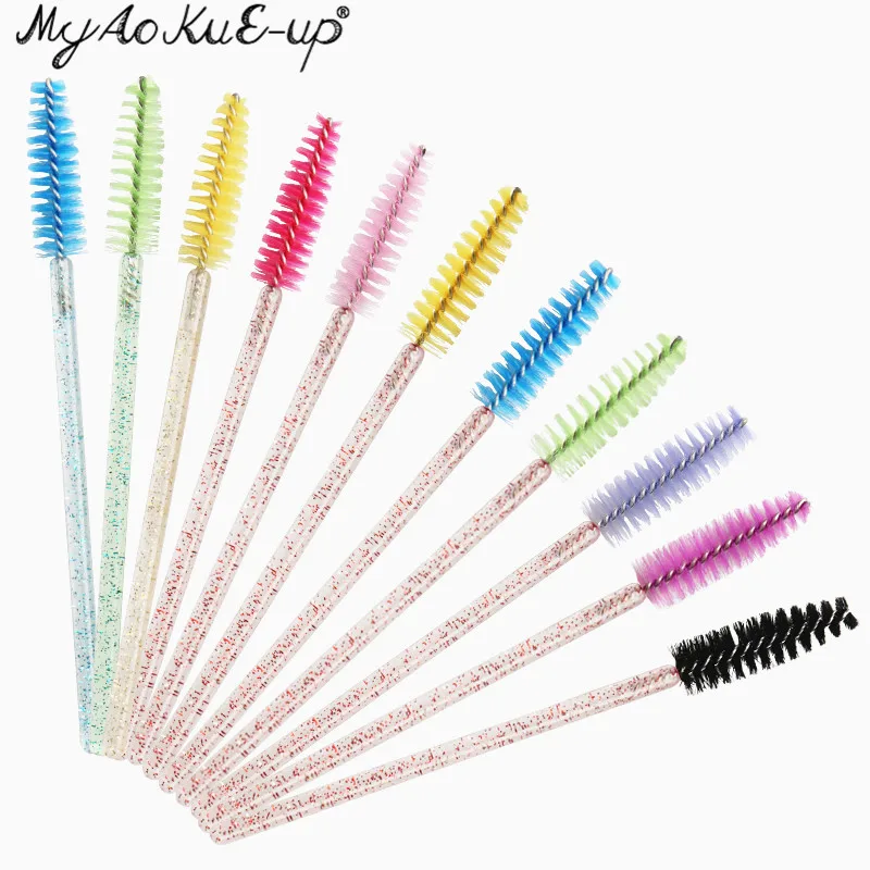 New Crystal Eyelashes 150 Pcs Diamond Handle Brush Mascara Wands Applicator Cosmetic Brush Disposable Make Up Brushes Tools