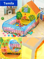 Portable Play Kids Tent with LED light Children Indoor Outdoor Ocean Ball pool game tent Castle Room House toy 2