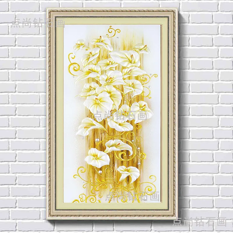 

DIY Diamond Painting New Style round Diamond Vertical Entrance Lily Stick Drill Cross Embroidery Kits Genuine Product Special Of