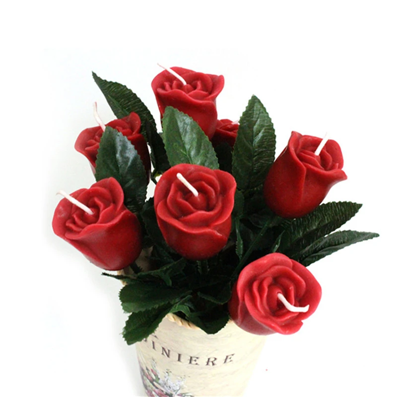 Rose Candle Flower Artificial Bridal Bouquet Long Plastic Stems Wedding Arrangements | Дом и сад