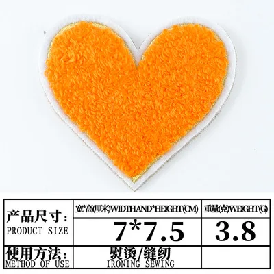 Heart Shaped Iron on Patches Orange Embroidered Sew on Love