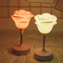 

Rose Lamp Bedroom Night Light Christmas USB Touch Dimming Lights For Kids Bedroom Home Modern Indoor Study Romantic Decoration