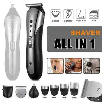 

All in1 Rechargeable Hair Trimmer Waterproof Wireless Electric Shaver Beard Nose Ear Shaver Hair Clipper Trimmer Tool KM-1407 Ne