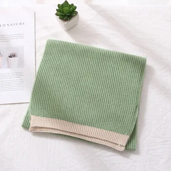 

Autumn Winter New Solid Color Long Color-blocking Scarf For Men Women Double-sided Knitted Wool Warmth Comfortable scarf B94