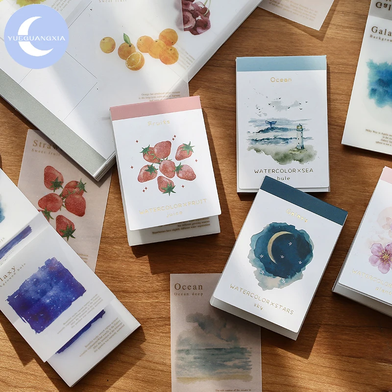 

YueGuangXia 5pcs/box Watercolor Sakura Starry Sky Scrapbooking/Card Making/Journaling Project DIY Retro Hangtag with Hole Cards