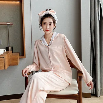 

Plush Silk Pajamas Women Winter Home Clothes Coral Fleece Warm Pajamas for Couples Korean Sleepwear