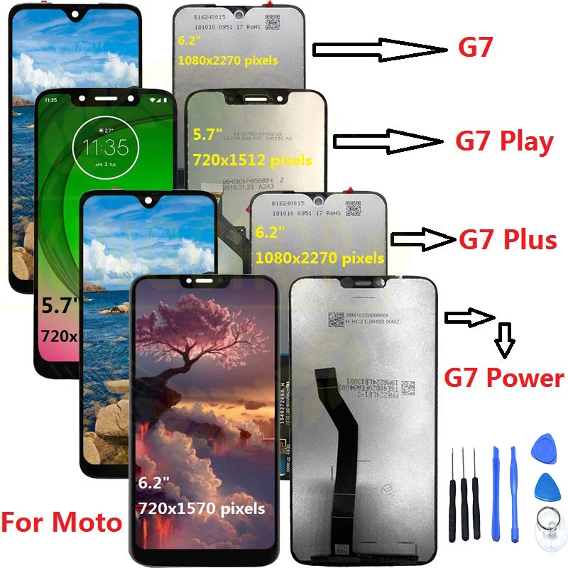JOEMEL LCD Screen and Digitizer Full Assembly for Motorola Moto G7 Power Color : Black EU Version 