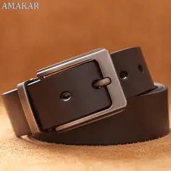 Cowhide Genuine Leather Belts for Men Male Pin Buckle Jeans Waist Belt Mens Black Brown Commuter business Belt Ceinture Homme
