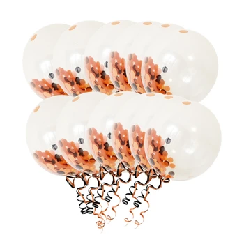 

Transparent Latex Balloon Black Orange Confetti Balloons with Ribbon Birthday Halloween Christmas Baby Shower Wedding Party Deco