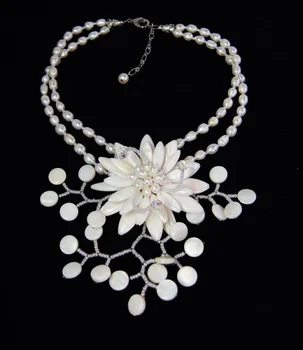 

Bead Necklace Beaded Jewelry Pearl - Freshwater MOP Shell Wired Flower