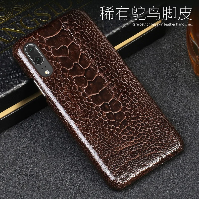 

Luxury Leather phone case For Huawei P10 Lite p20 P30 Pro Cases Natural ostrich foot skin For Mate 10 20 30 lite P For Honor 8X