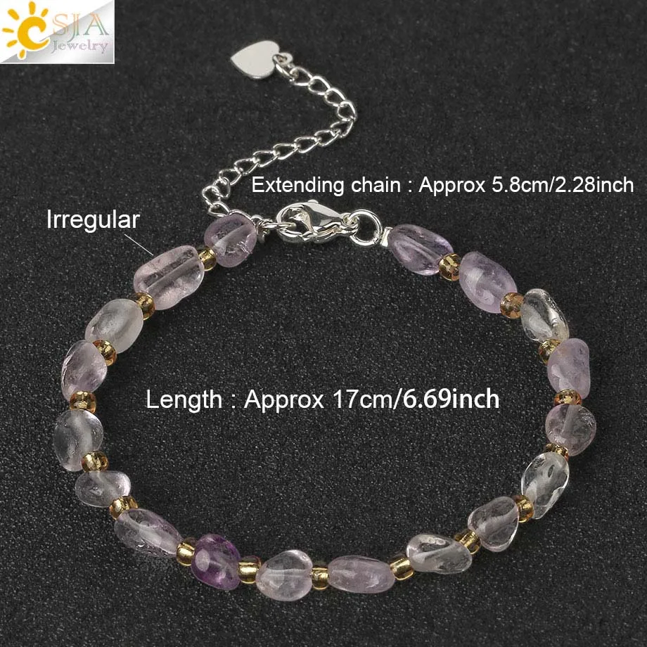 Women Bracelet Irregular Natural Gem Stone Chip Gravel Purple Crystal Obsidian Garnet Bracelet G701
