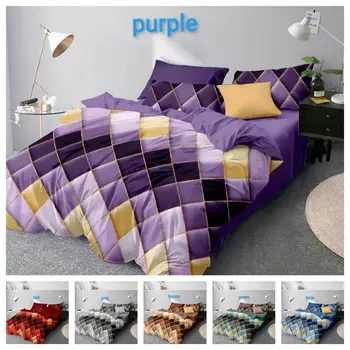 

35 2or3pcs Bedding Set Plaids Printing Soft Duvet Cover Sets with Zipper Closure 1 Quilt Cover + 1/2 Pillowcases US/EU/AU Size