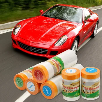 

LEEPEE Masking Film Cover Dust Protection Spray Paint Protection Film Pre-Taped Plastic Drop Cloth for Car Paint Plastic Dip