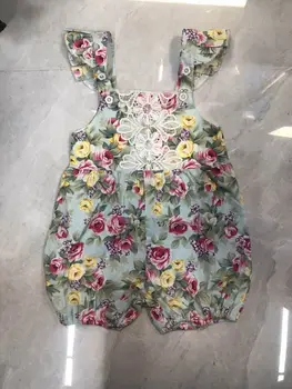 

Infant Newborn Girl Floral Romper, Summer Lace Ruffle Sleeve One-Piece Jumpsuit Princess Clothing